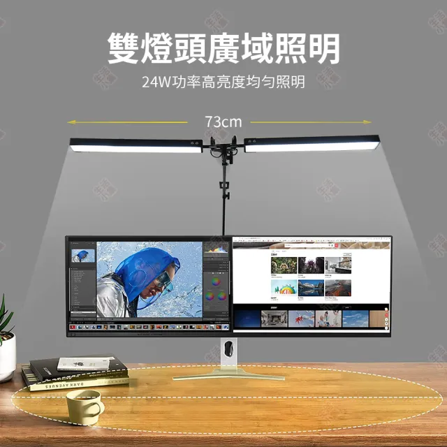 【生活小集】雙頭LED長臂護眼檯燈 夾座款(V字燈 桌燈 學生閱讀燈 護眼檯燈 節能檯燈 LED檯燈)