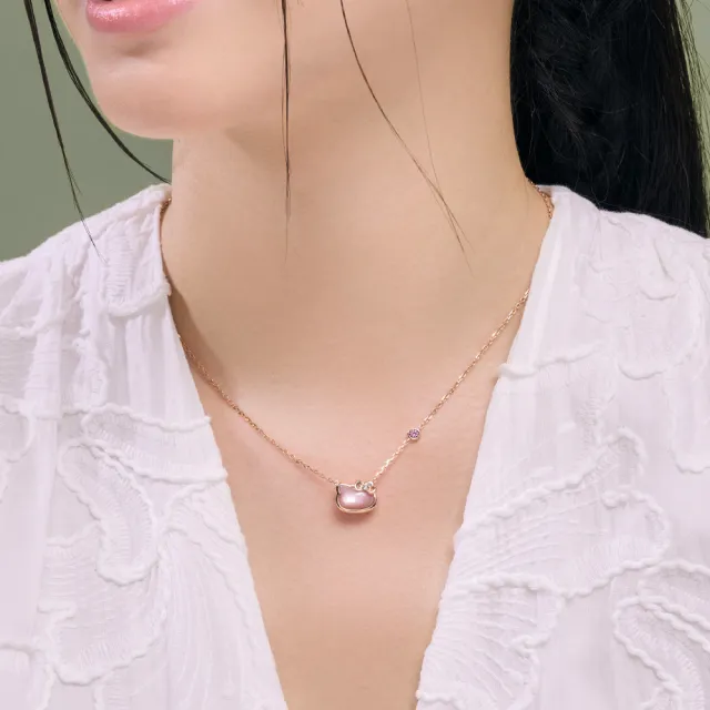 【Just Diamond】鎮金店 18K玫瑰金 三麗鷗 甜粉萌魅-Kitty 鑽石項鍊