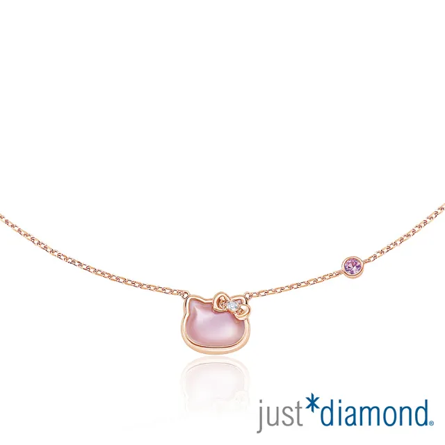 【Just Diamond】鎮金店 18K玫瑰金 三麗鷗 甜粉萌魅-Kitty 鑽石項鍊
