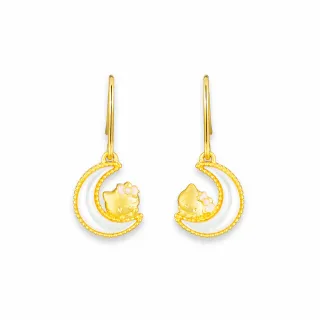 【Just Gold 鎮金店】Hello Kitty 薔薇月戀 黃金耳勾