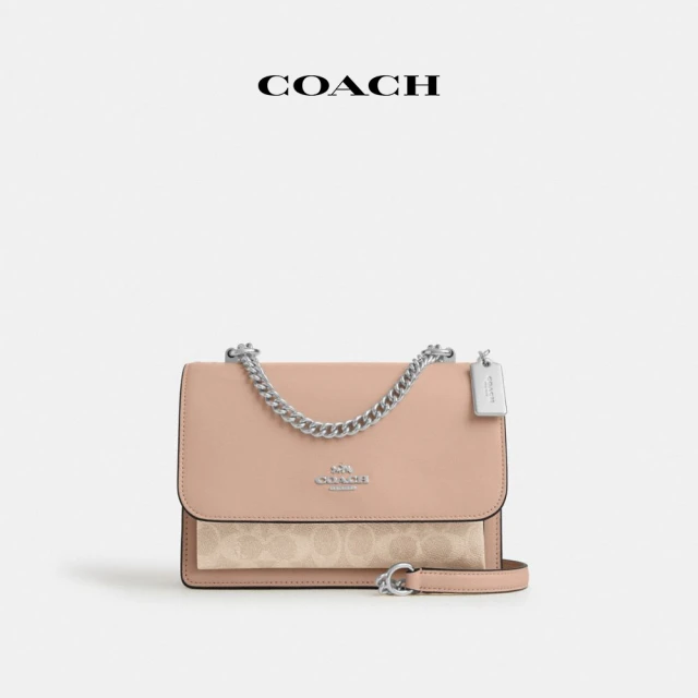 COACH 蔻馳官方直營 KLARE 經典Logo斜背包-SV/沙黃色/灰褐色(CV978)