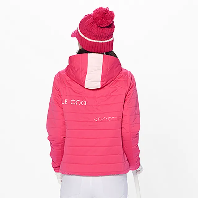 【LE COQ SPORTIF 公雞】高爾夫系列 女款粉色防風防水彈性保暖外套QLU6J650