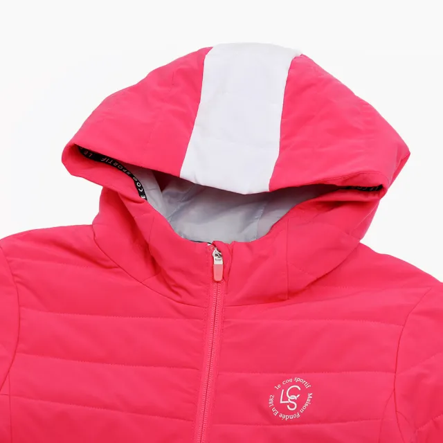 【LE COQ SPORTIF 公雞】高爾夫系列 女款粉色防風防水彈性保暖外套QLU6J650