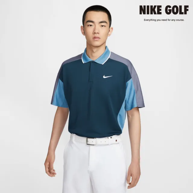 【NIKE GOLF】男款 Nike Golf Club DriFIT高爾夫短袖球衫(軍藍色/淡碳色/白色)