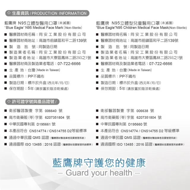 【藍鷹牌】N95石墨烯 3D立體型2-6歲幼童醫用口罩 50片x2盒