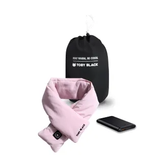【TOBY BLACK】多功能發熱舒敷圍巾/發熱眼罩/發熱枕禮盒旗鑑組_蒂芬妮粉(館長推薦-附耐熱收納袋+行動電源)