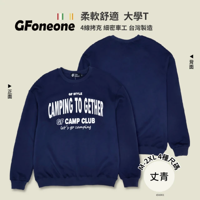 GFoneoneGFoneone 美式刷毛印花大學T-丈青2(大學T 圓領T 長袖大學T 衛衣)