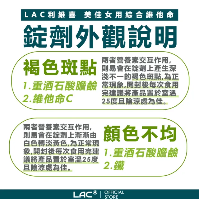 【LAC 利維喜】美佳女用綜合維他命x2入組(共180錠/鐵/鈣/維他命D/玻尿酸)