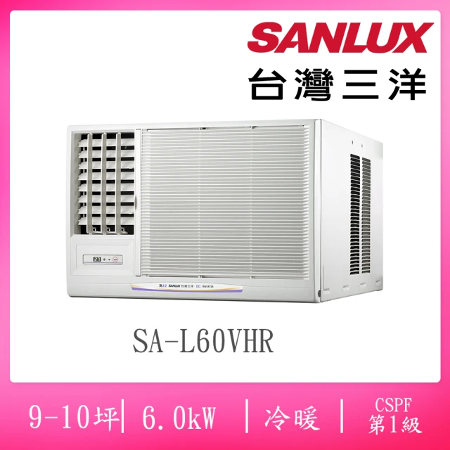 SANLUX 台灣三洋 9-10坪左吹式一級變頻冷暖窗型冷氣(SA-L60VHR)