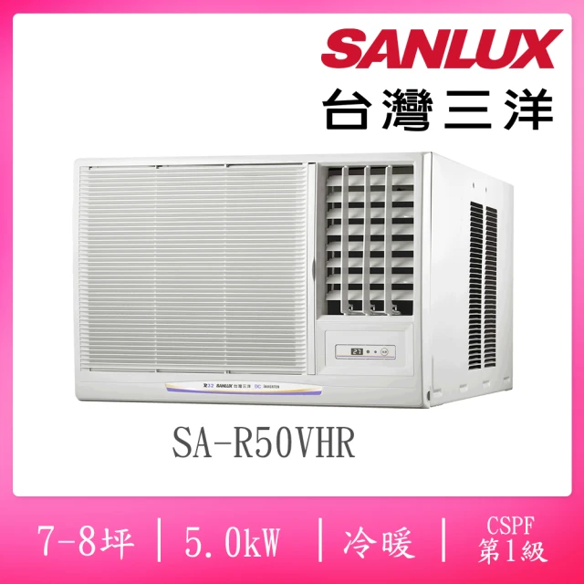 SANLUX 台灣三洋 7-8坪右吹式一級變頻冷暖窗型冷氣(SA-R50VHR)