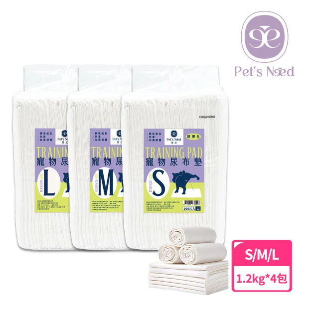 Pet’s Need 霈尼 寵物尿布墊-1.2KG經濟輕薄款-4包/組-S/M/L(寵物尿布墊、經濟輕薄款)