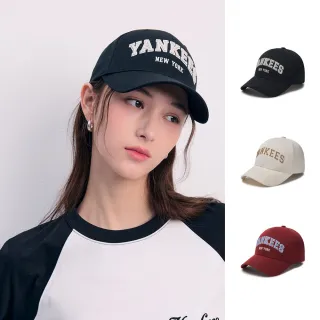 【MLB】可調式硬頂水鑽Logo棒球帽 Varsity系列 紐約洋基隊(3ACPV064N-三色任選)