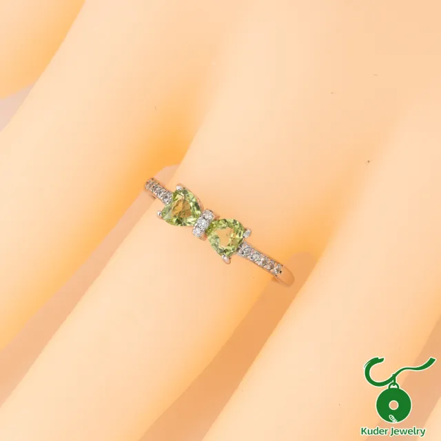 【K.D.J 圓融珠寶】天然橄欖石 蝴蝶結 戒指