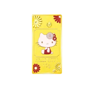 【Just Gold 鎮金店】Hello Kitty 花開富貴 黃金金條10g