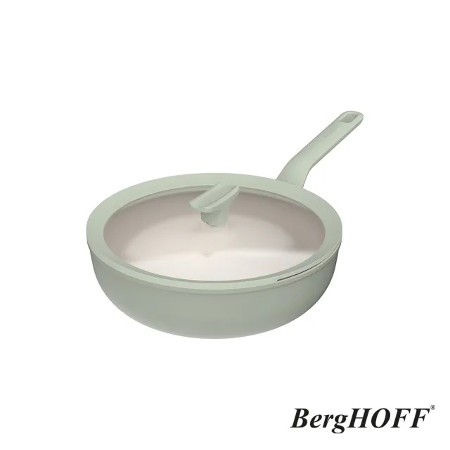 【BergHOFF 貝高福】Balance陶瓷塗層不沾鍋單柄含蓋炒鍋28cm(BHBL-28W)
