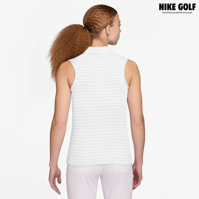 【NIKE GOLF】女款 Nike Victory DriFIT無袖條紋高爾夫球衫(白色/黑色)