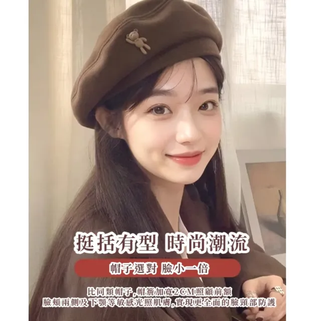 韓版秋冬小熊針織貝雷帽(毛呢保暖 貝蕾帽 畫家帽 報童帽 針織帽 八角帽 時尚穿搭配件)