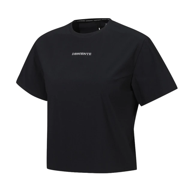 DESCENTE WOMENS REGULAR FIT SEMICROP HALF SLEEVET-SHIRTS 女士 中短版運動上衣(黑色/白色)