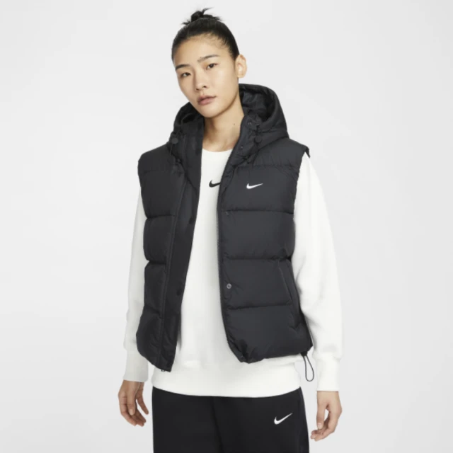 NIKE 耐吉 羽絨背心 女 運動連帽背心 寬鬆版型 AS W NSW TF DWNFL METRO VEST 黑 FZ5933010(2S4121)