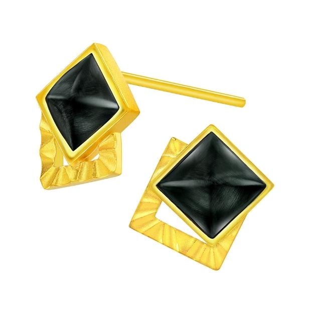 【Just Gold 鎮金店】幾何魅力 黃金耳環