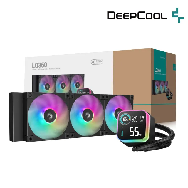 【DeepCool】九州風神 LQ360 CPU一體式360水冷散熱器(黑色/數位顯示)