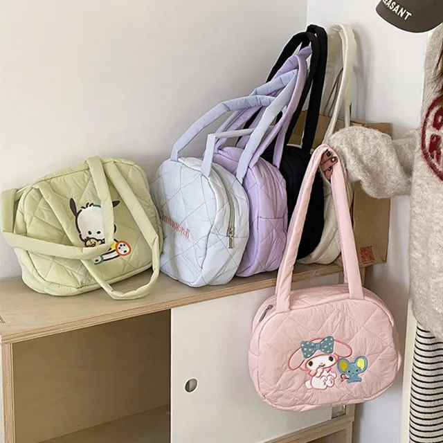 【SANRIO 三麗鷗】雙11 酷洛米美樂蒂大耳狗夾棉單肩包(帕恰狗/凱蒂貓/Hello Kitty)