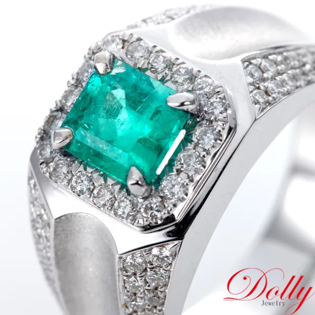 【DOLLY】14K金 天然哥倫比亞祖母綠1克拉鑽石男戒-002 高級訂製珠寶 奢華質感 浪漫送禮