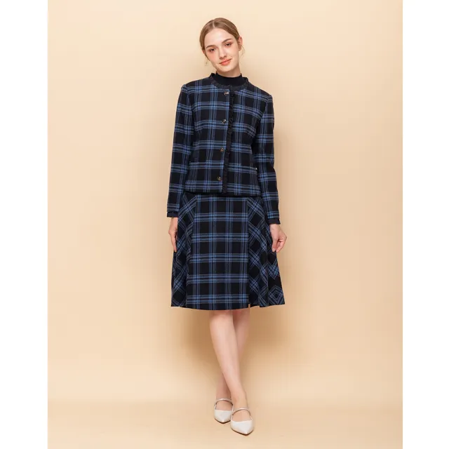 【perng yuh 芃諭名品】歐風典約 荷葉飾 格紋 羊毛外套(2024 AW Collection｜3C秋冬新品上市)