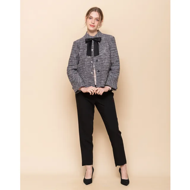 【perng yuh 芃諭名品】豐麗雅緻 小立領 花紗 短大衣(2024 AW Collection|3C秋冬新品上市)
