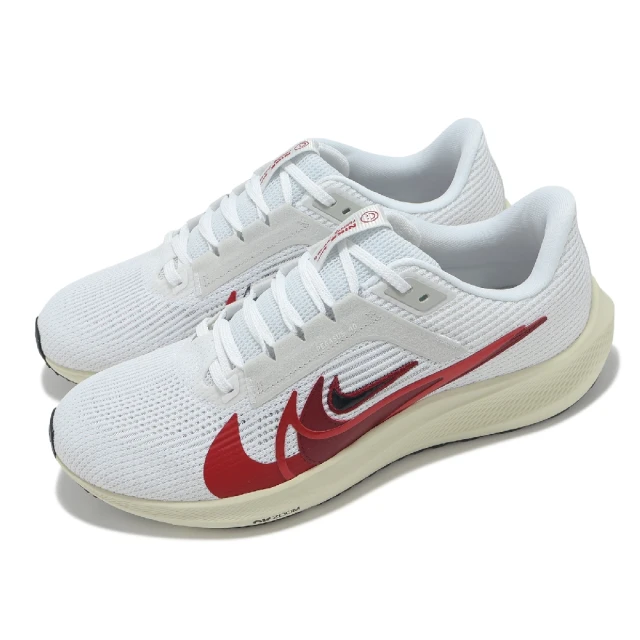 NIKE 耐吉 慢跑鞋 Air Zoom Pegasus 40 PRM 男鞋 白 紅 小飛馬 緩震 運動鞋(FB7179-101)