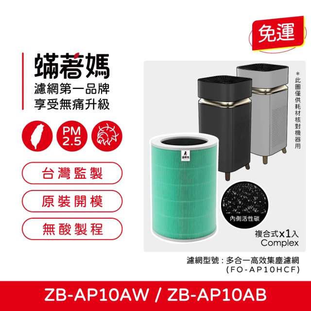 蟎著媽 濾網(適用 ZEBOD 澤邦 ZB-AP10AB ZB-AP10AW 絕美淨化論空氣清淨機)