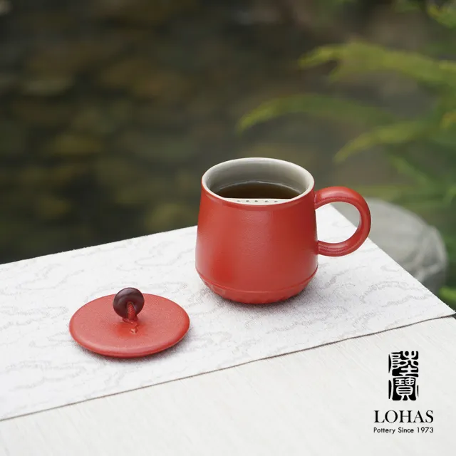 【LohasPottery 陸寶】平安永結蓋杯-富貴紅/琉璃黃(320ML 雙色可選 富含東方美學韻味)