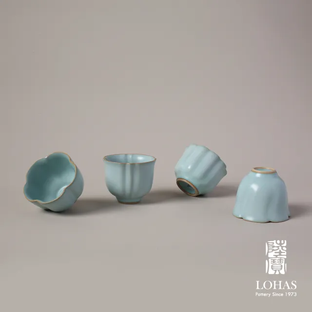 【LohasPottery 陸寶】宋式八雅杯-雅荷映日/梅香如故/清蓮香遠/芳華綻放 汝窯天青色(宋代美學)