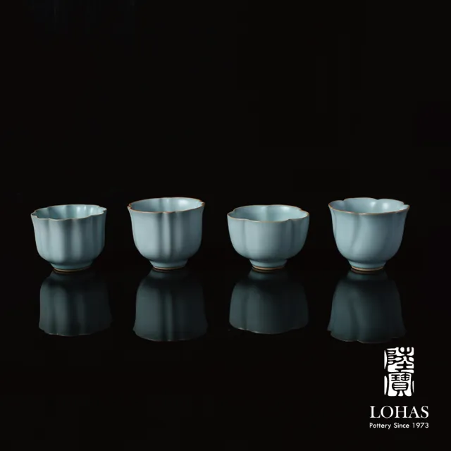 【LohasPottery 陸寶】宋式八雅杯-雅荷映日/梅香如故/清蓮香遠/芳華綻放 汝窯天青色(宋代美學)