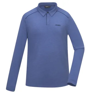 【ATUNAS 歐都納】男款長袖羊毛抑菌抗臭保暖POLO衫(A1PS2417M靛藍/吸濕排汗/柔軟舒適/日常休閒/素面百搭)