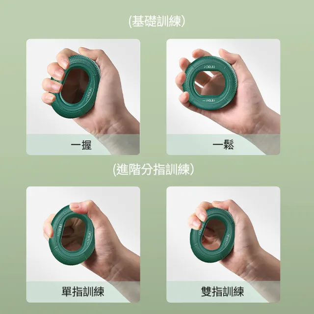 【灰熊厲害】雙力度握力器 矽膠握力圈20-80磅(握力訓練器 手指復健 握力環 握力球)
