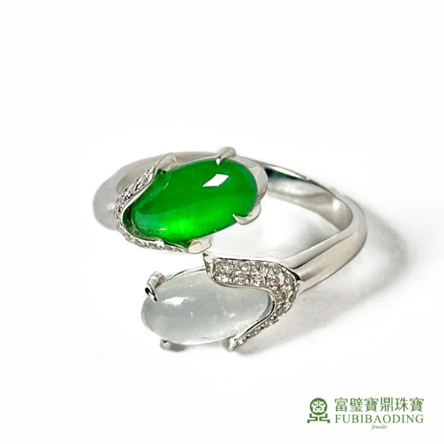 Fubibaoding jeweler 富璧寶鼎珠寶 高冰種綠白雙蛋面戒指(天然A貨 冰種翡翠 送禮 國際圍#11)