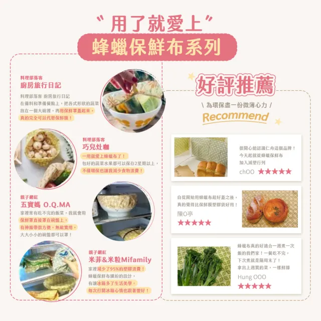 【仁舟淨塑】蜂蠟保鮮布3入_經典logo款(飯菜罩/保鮮套/保鮮膜/天然蜂蠟/禮盒)