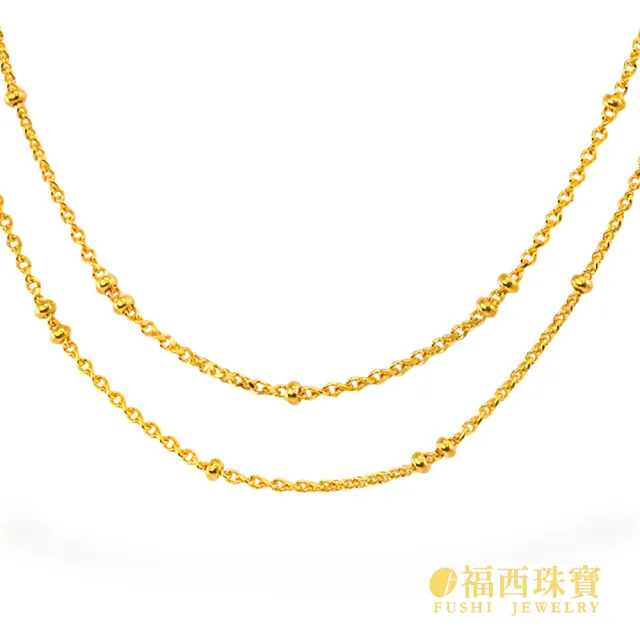 【福西珠寶】9999黃金項鍊 1.6尺圓珠小金豆左右鏈(金重1.44錢正負0.03錢)