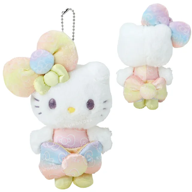 【小禮堂】雙11 Sanrio 三麗鷗 Hello Kitty 絨毛玩偶吊飾 - 50週年The Fashionable Ribbons(平輸