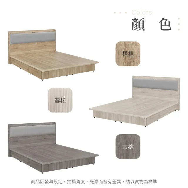 【IHouse】沐森 房間2件組-單大3.5尺(插座床頭+收納抽屜底)
