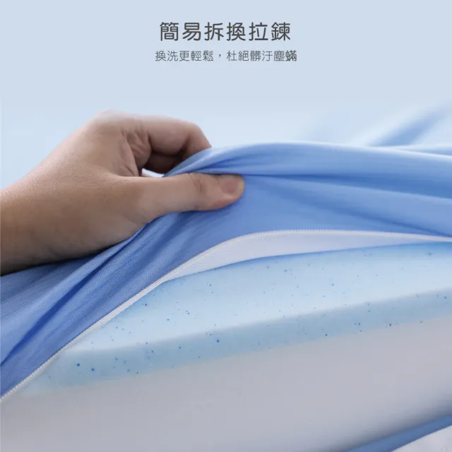【House Door 好適家居】全新升級抗塌陷 抗菌床包套10cm厚藍晶靈記憶床墊(單大3.5尺 贈工學枕-壓縮包裝款)