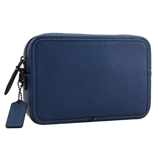 【COACH】Charter 經典LOGO多功能雙層二合一零錢包手提包兩用包(藍)