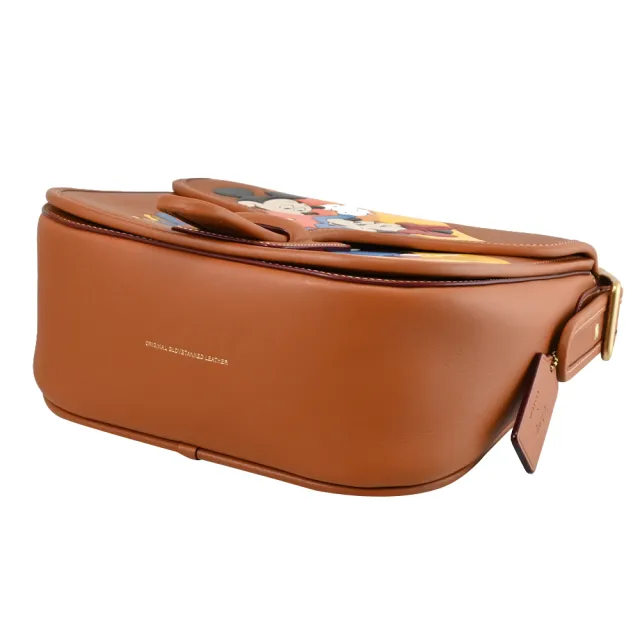 【COACH】DISNEY聯名 限定米奇米妮圖案翻蓋學院包斜背包(咖 大)