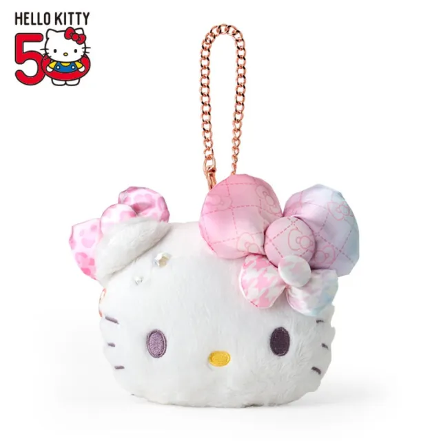 【小禮堂】雙11 Sanrio 三麗鷗 Hello Kitty 玩偶票卡零錢包 - 50週年The Fashionable Ribbons(平