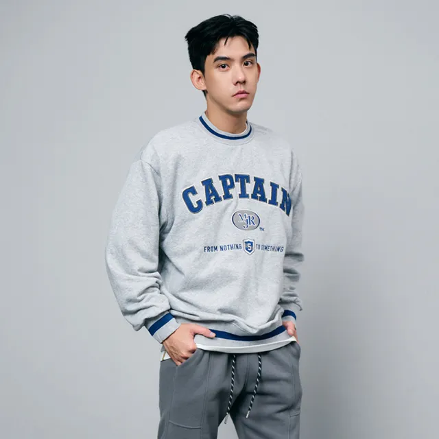 【MAJOR MADE】撞色線條CAPTAIN刺繡大學T(大學T/字母T/刺繡T)