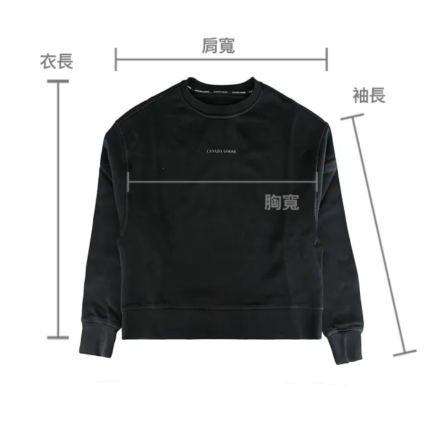 【CANADA GOOSE】CANADA GOOSE Muskoka簡約字母LOGO橡膠標設計純棉圓領落肩長袖T恤(女款/黑)