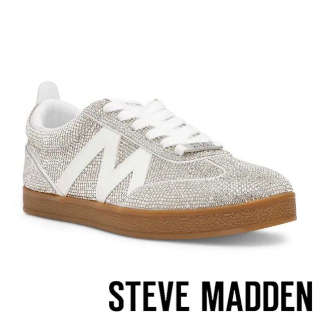 【steve madden】DEGREE-R 鑽面拼接M平底休閒鞋(銀色)