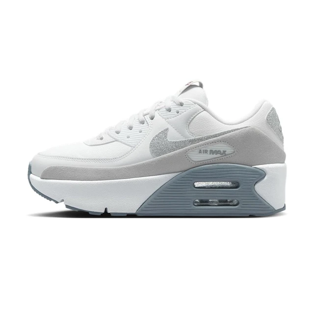 NIKE 耐吉 Air Max 90 LV8 女鞋 銀灰白色 雙層氣墊 復古 運動 滿天星 厚底 休閒鞋 HQ3456-191