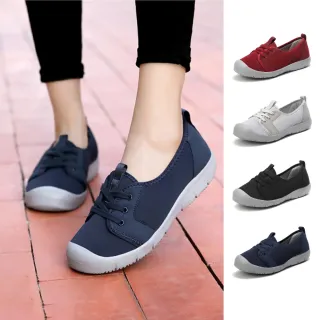 【J&H collection】透氣輕柔布面外出健走鞋 休閒鞋(黑色／紅色／藍色／灰色)